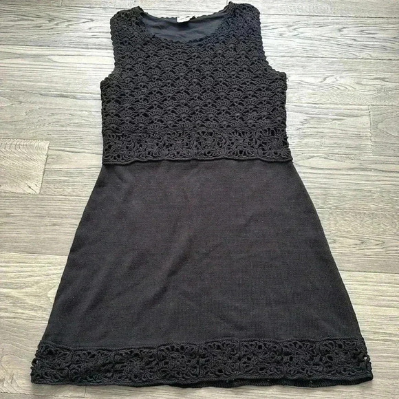 ASOS | 100% Cotton Black Crochet Sleeveless Dress Size 6 - Picture 2 of 12